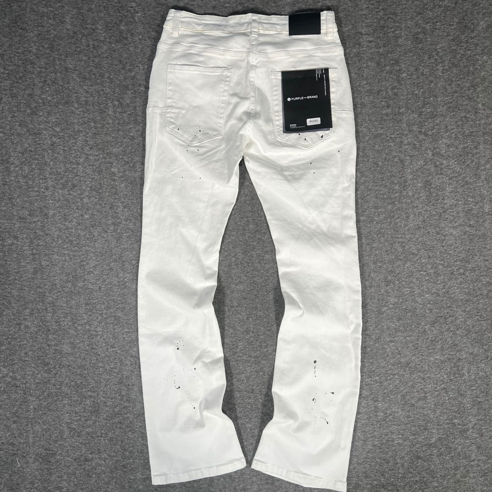 Purple Brand P001 Slim Flare White Paint Splatter Distressed Jeans Size 30 PU707